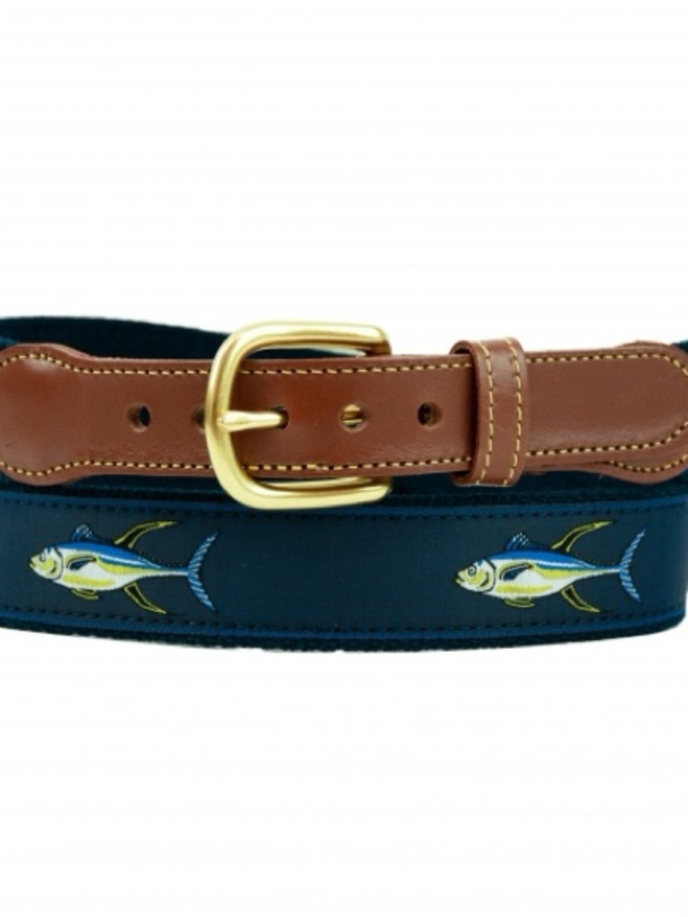 Leatherman Ltd mens Yellow Fin Tuna on Navy Cotton Web  size  36